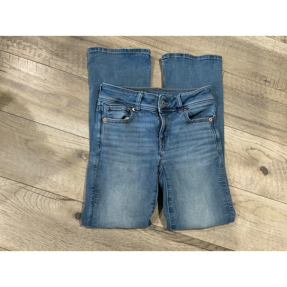 American Eagle Kick Boot Jeans Womens 00 X-Short Blue Next Level Stretch Denim